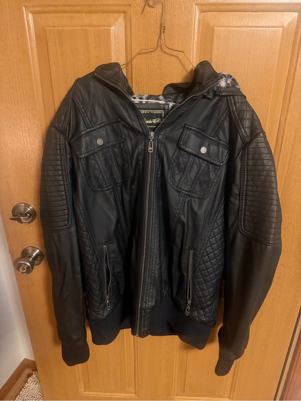 Women’s Black Quilted Leather Zip Jacket